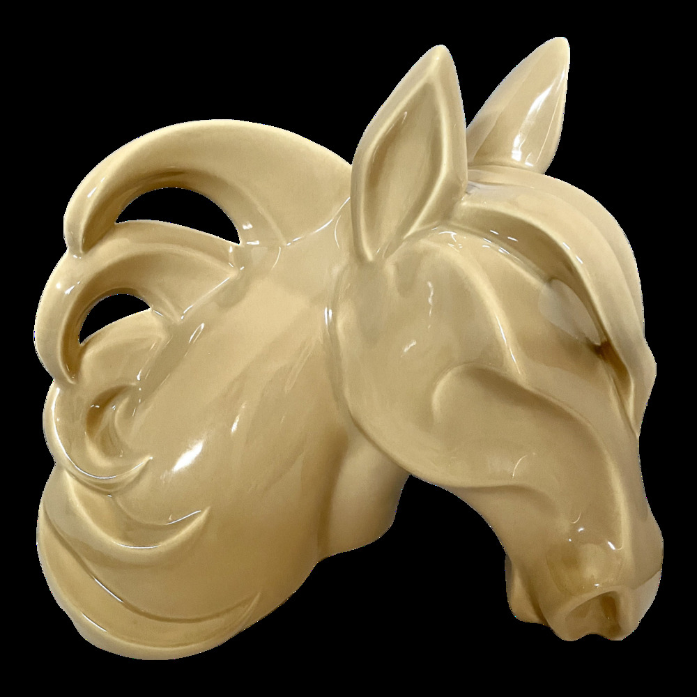 1980s Jaru Pottery California Modernist Mustang Horse Head Ceramic Sculpture